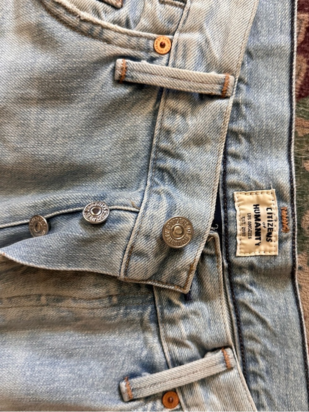 Citizens Of Humanity Light WashJeans with Pink Floral Embroidery - Picture 3 of 7